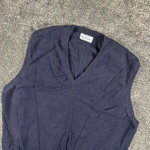 Bullock & Jones Sweater Vest Mens L Cashmere Navy Blue V-Neck Made in Scotland